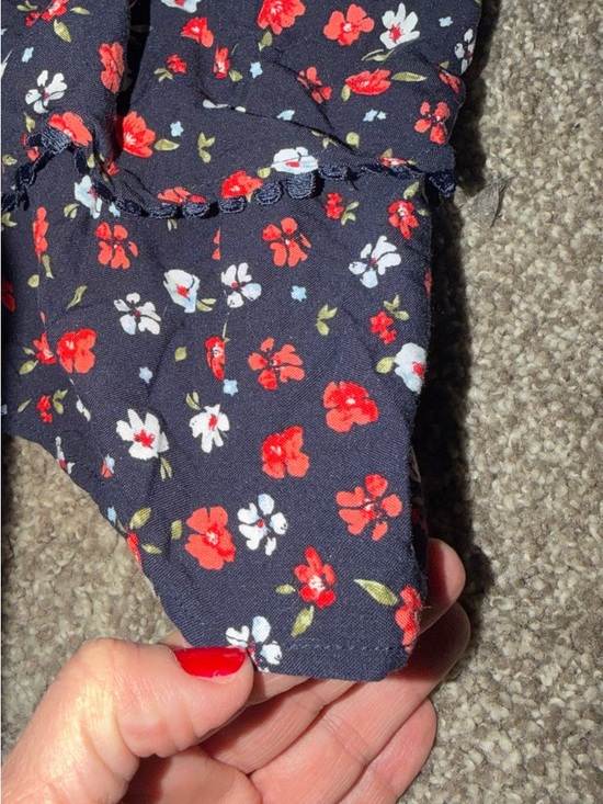 Cato Navy Floral One-Shoulder Ruffle Smocked Top - Picture 5 of 6